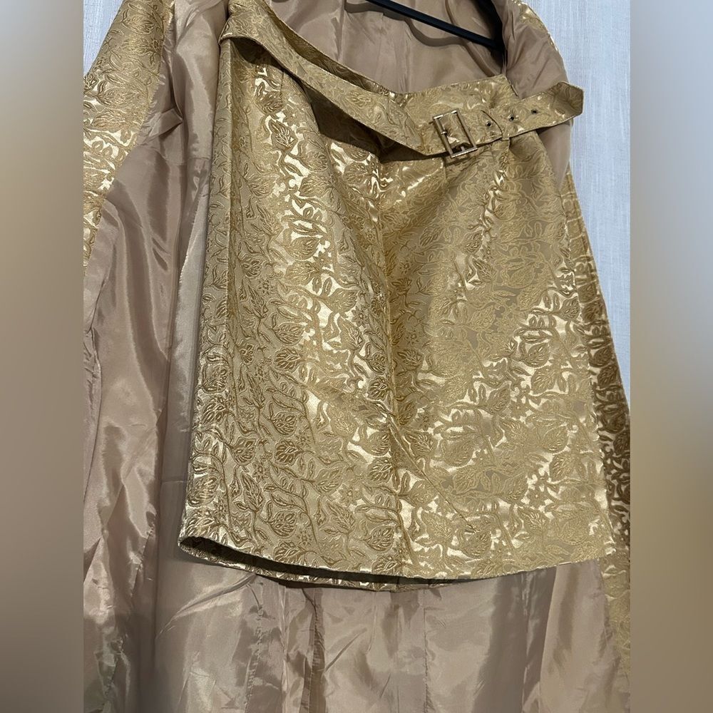 Anne Klein - Gold Tailored Trench and Skirt Suit set - Picture 3 of 16